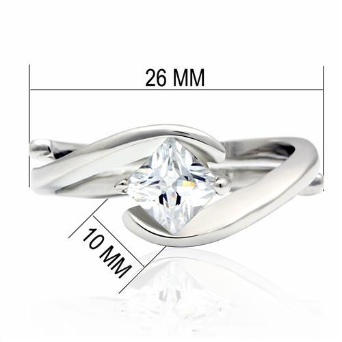 LO2067 - Rhodium Brass Ring with AAA Grade CZ in Clear
