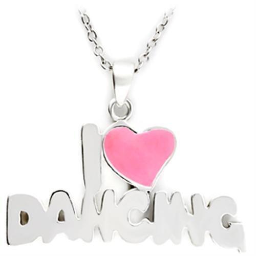 LO221 - Silver Brass Pendant with Epoxy in Rose-0