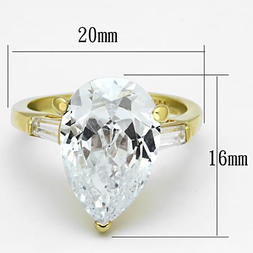 LOAS867 - Gold 925 Sterling Silver Ring with AAA Grade CZ in Clear