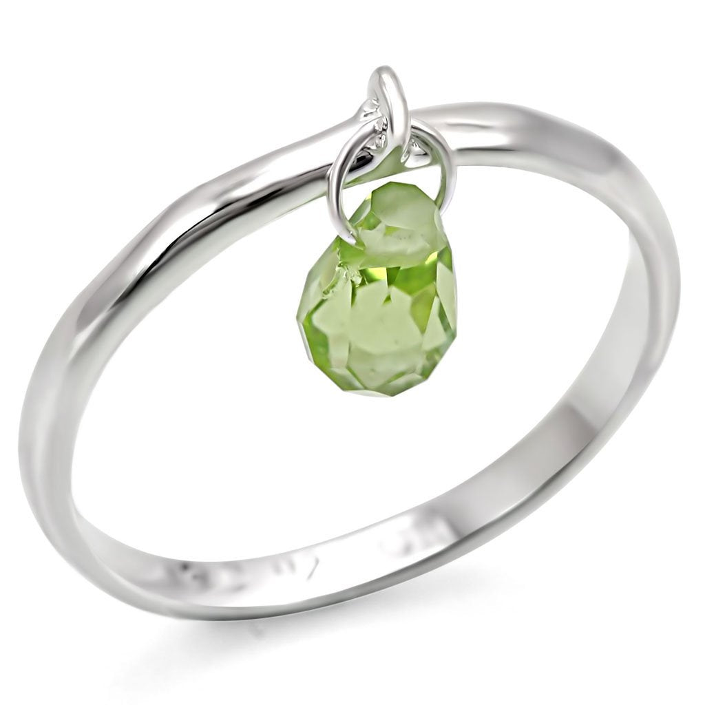 LOS321 - Silver 925 Sterling Silver Ring with Genuine Stone in Peridot