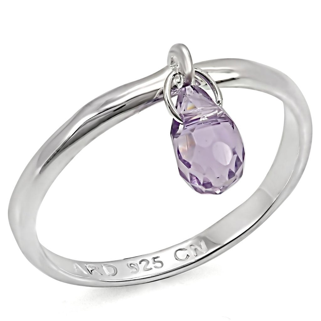 LOS325 - Silver 925 Sterling Silver Ring with Genuine Stone in Amethyst