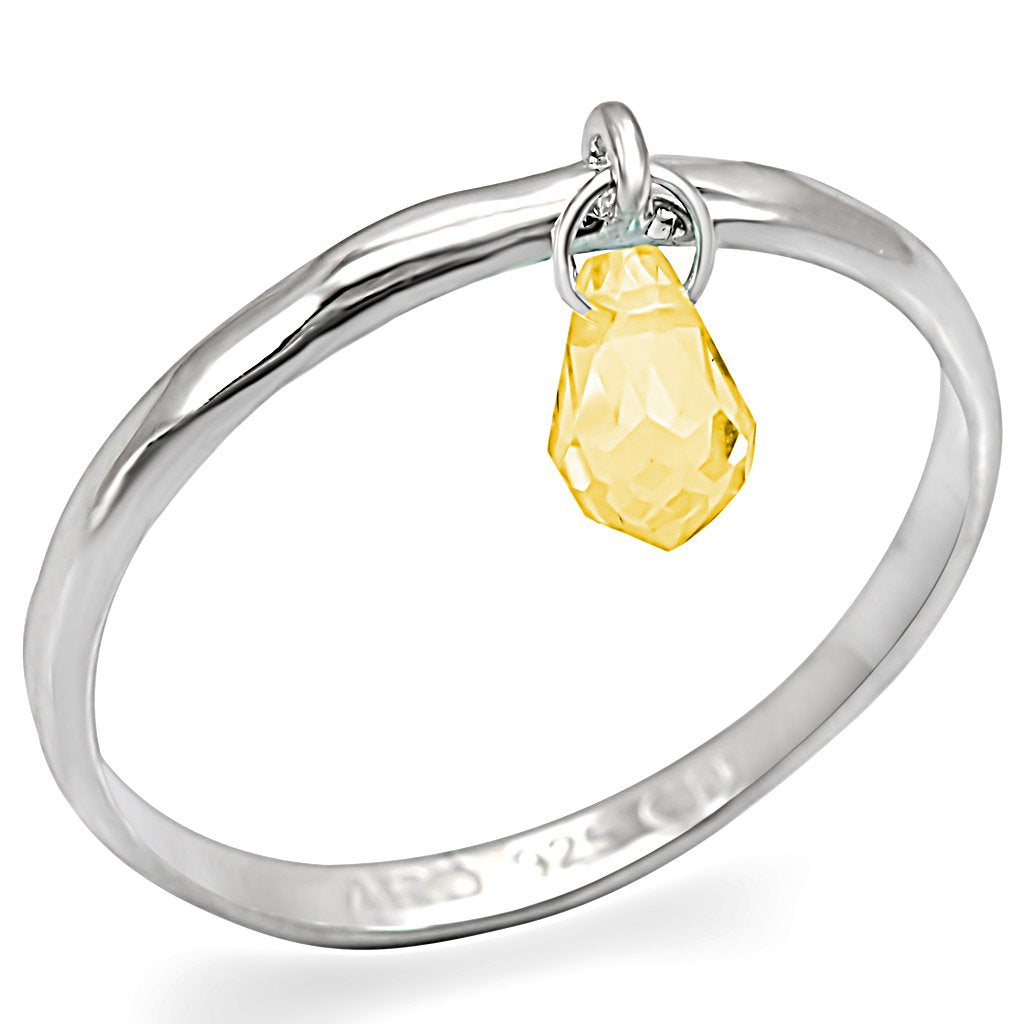 LOS332 - Silver 925 Sterling Silver Ring with Genuine Stone in Topaz