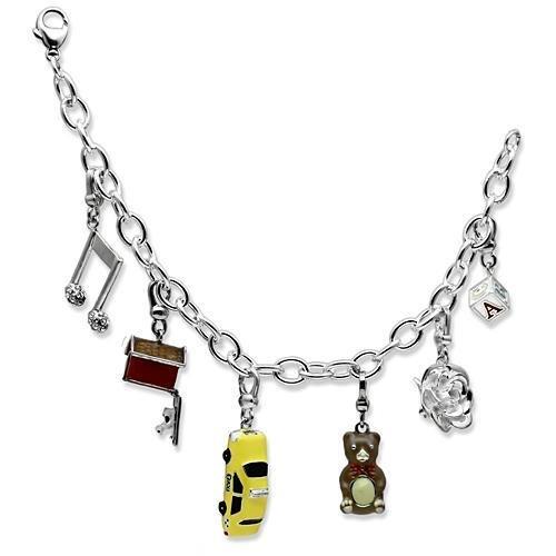 LOS604 - Silver 925 Sterling Silver Bracelet with Top Grade Crystal in Clear