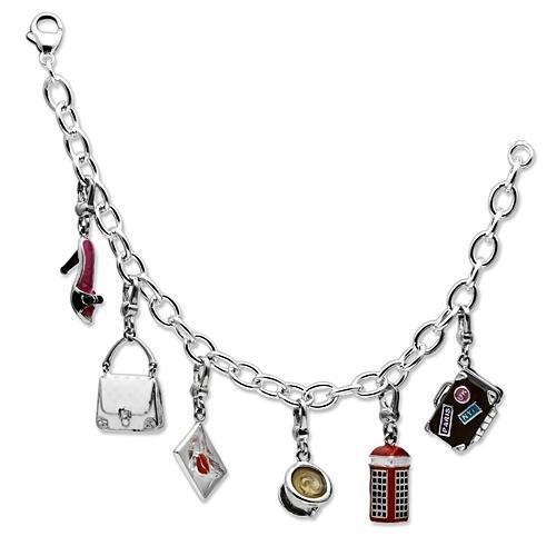 LOS607 - Silver 925 Sterling Silver Bracelet with Epoxy in Multi Color