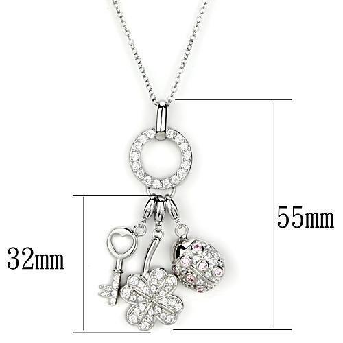 LOS609 - Silver 925 Sterling Silver Necklace with AAA Grade CZ in Multi Color-1