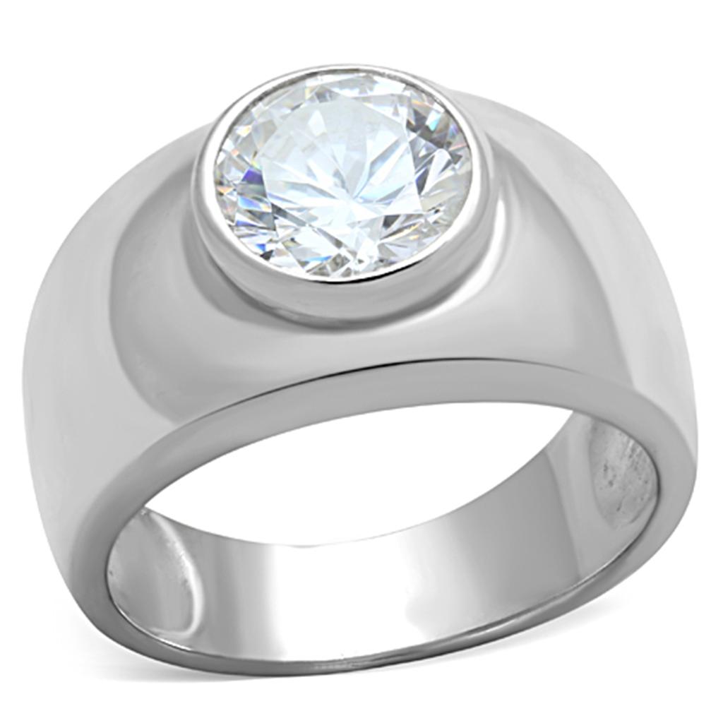 LOS744 - Silver 925 Sterling Silver Ring with AAA Grade CZ in Clear