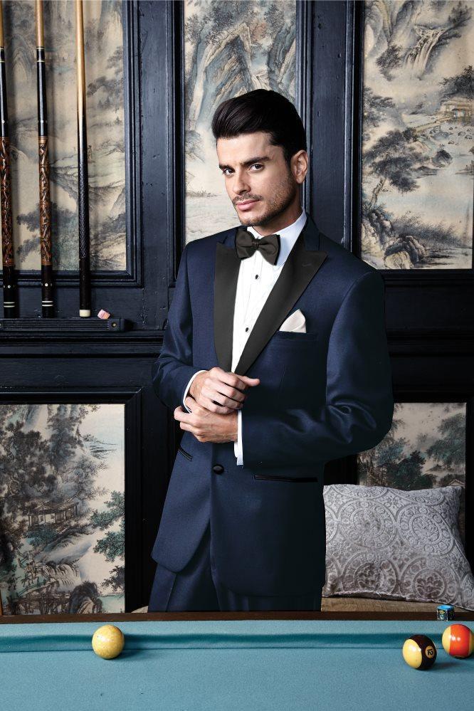 "Milan" Midnight Navy Tuxedo Jacket Peak (Separates)-3