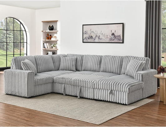 Oversized Plush Sectional Sofa with Pull Out Bed-0