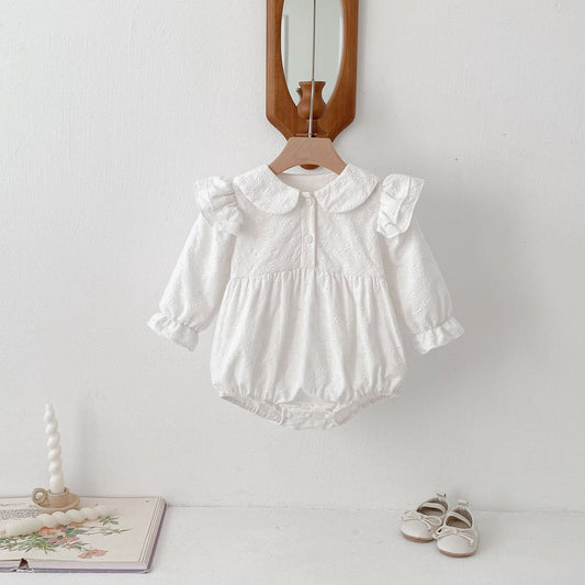Spring Arrival Baby Girls Cute Floral Embroidered Pattern Long Sleeves