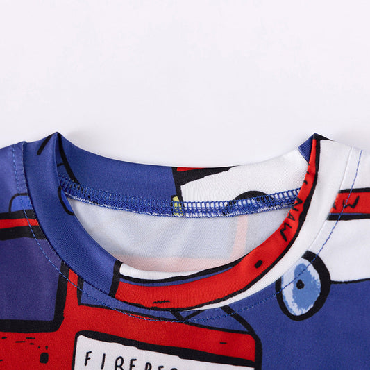 Spring and Autumn Baby Kids Boys Cartoon Pattern Long Sleeves Top and Pants Casual Pajamas Clothing Set