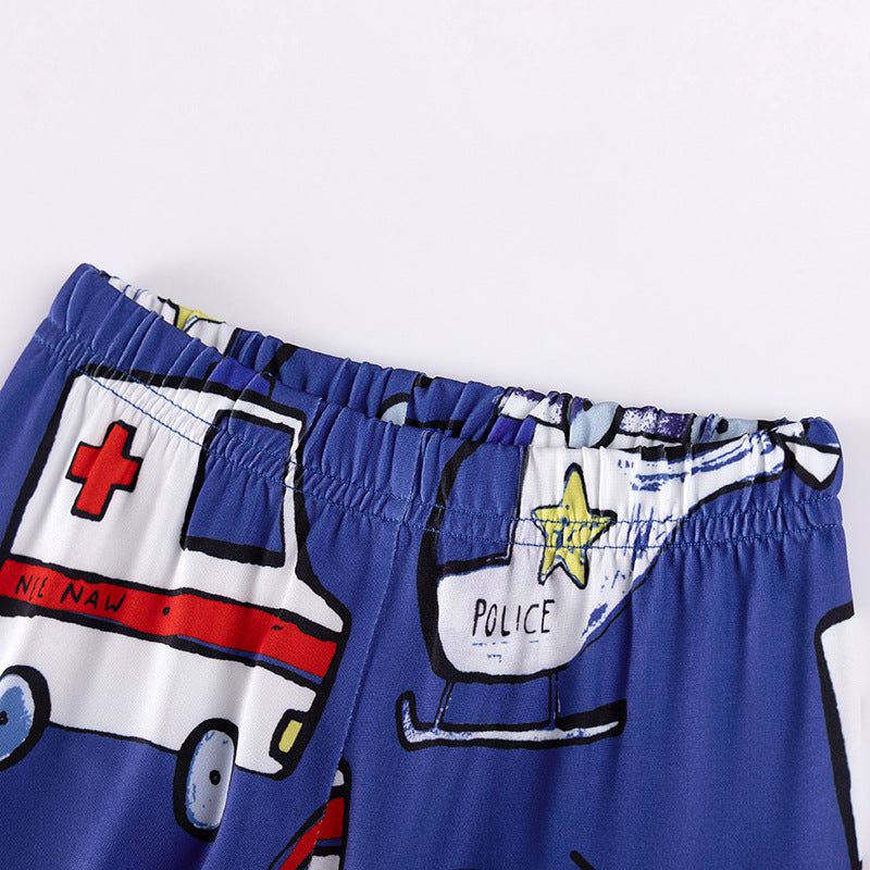 Spring and Autumn Baby Kids Boys Cartoon Pattern Long Sleeves Top and Pants Casual Pajamas Clothing Set