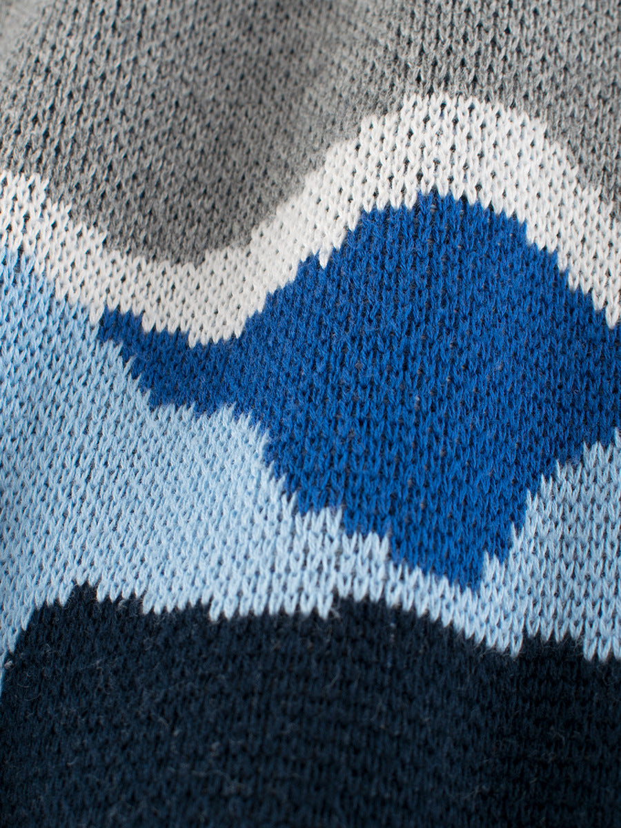 Baby Boy Kids Color Patchwork Crew Neck Long Sleeves Knitwear Pullover