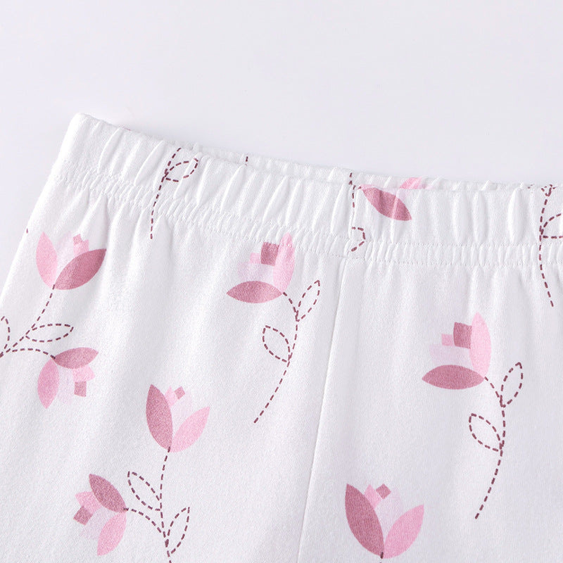 Spring and Autumn Girls Cute Rabbit Cartoon Pattern Long Sleeves Sweatshirt and Floral Pants Clothing Set-4