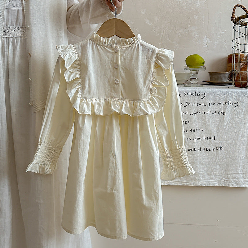 Spring and Autumn Vintage Embroidered Pattern Long-sleeved Dress for Stylish Girls