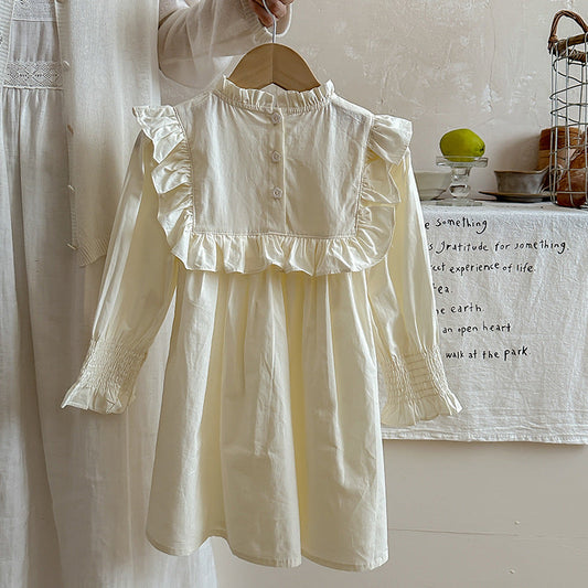 Spring and Autumn Vintage Embroidered Pattern Long-sleeved Dress for Stylish Girls
