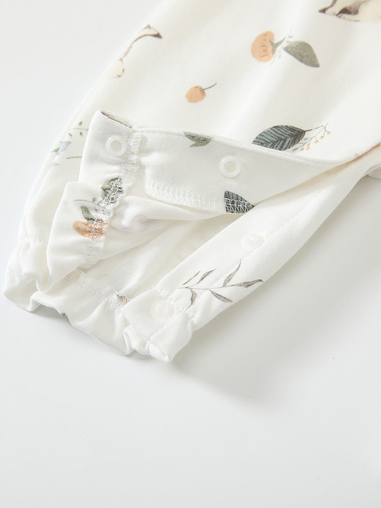 Spring New Arrival Baby Girls Flowers and Rabbits Pattern Romper with Cute Collar