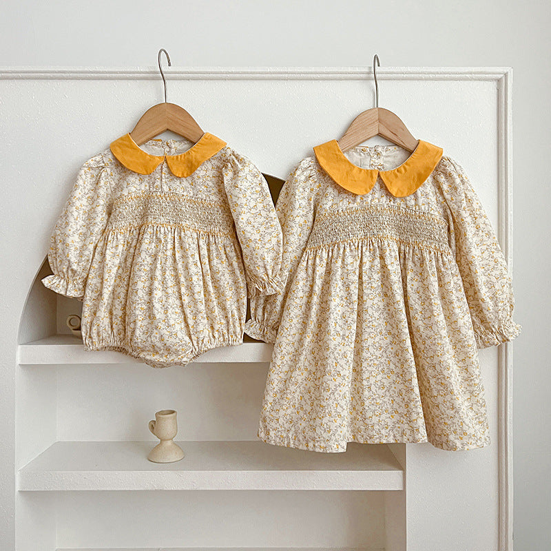 Spring Floral Graphic Sister Clothes Dress & Onesies