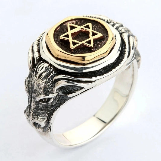 STAR 925 STERLING SILVER BAND RING NEW MEN'S ROCKER DESIGNER BIKER