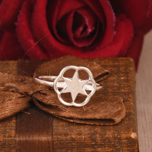 Star Sign Symbol Sterling Silver Ring Jewellery For Women & Girls Wedding Band