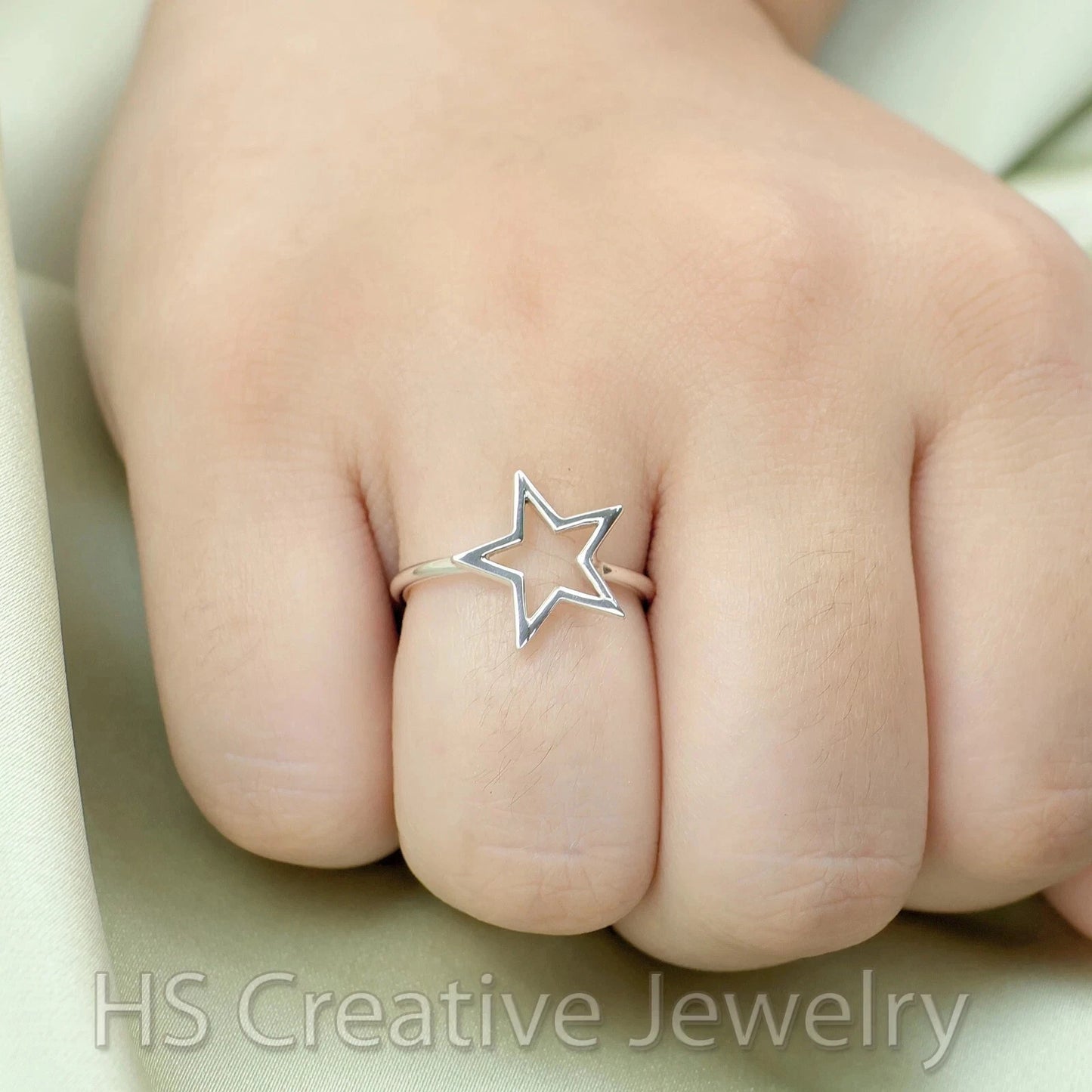 Star 925 Sterling Silver Handmade Charm Ring Jewelry for Women