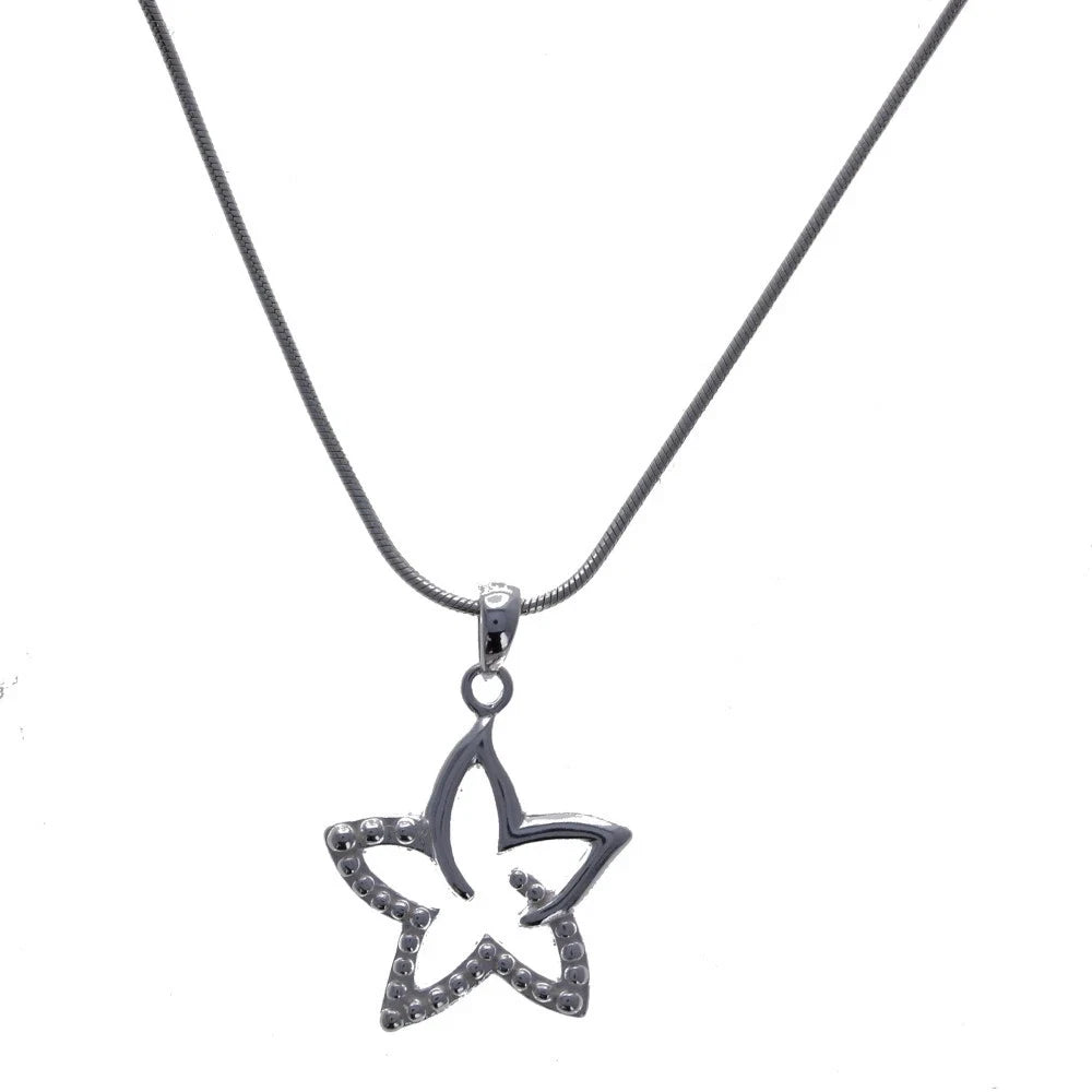 Star Necklace, Sterling Silver, Necklace, Star Pendant, Snake Chain, 925 Sterlin