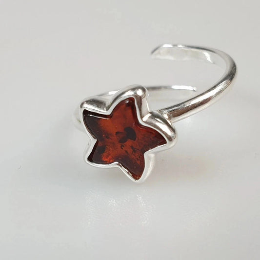 Star Amber Ring, Gemstone Rings, Crystal Ring, Adjustable, Sizeable