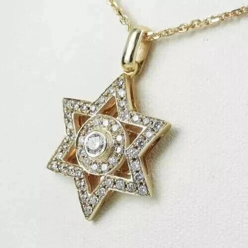 Round Cut Simulated Diamond Stunning Star Charm Pendant 14k Yellow Gold Plated