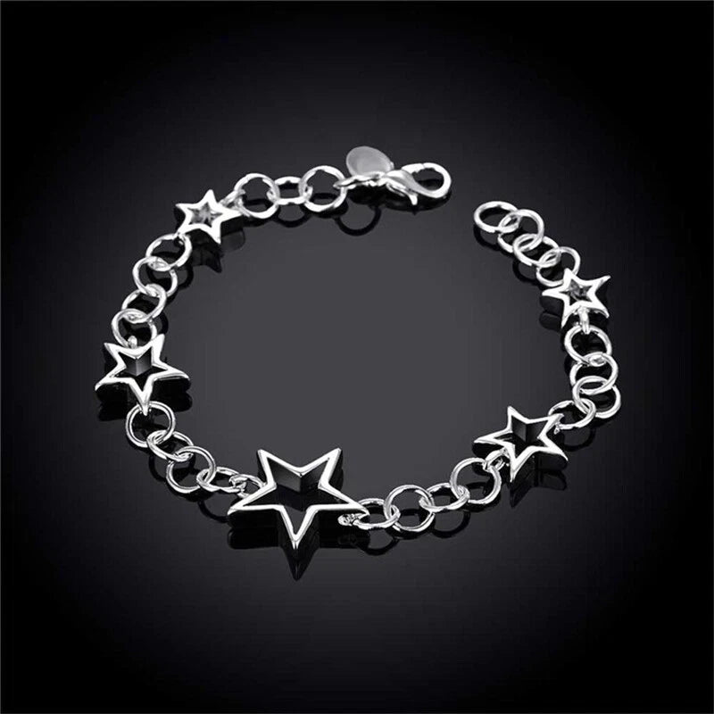 Star Chain Bracelet Sterling Silver 7.25 Inch