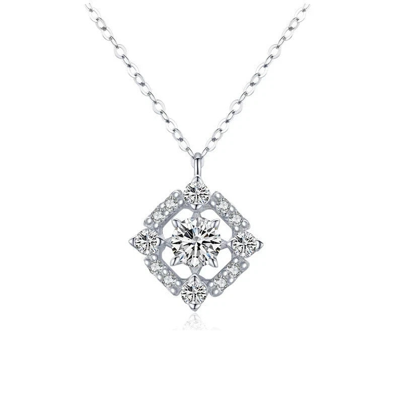 AAA CZ Square Stars S925 Sterling Silver Necklace Clavicular Chain For Women