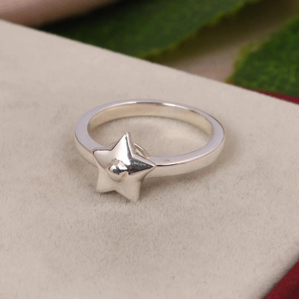 Spinning Star Design Stackable Ring Sterling Silver Promise Ring Gift For Her