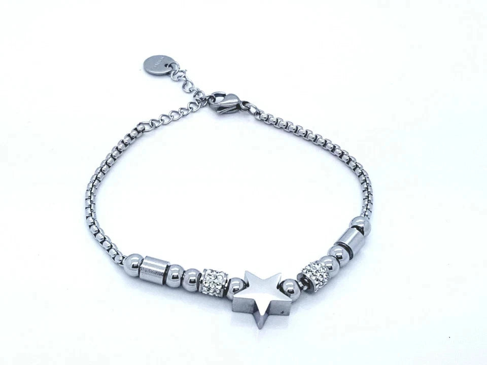 WOMEN'S STAINLESS STEEL STAR JEWELLERY BRACELET SILVER