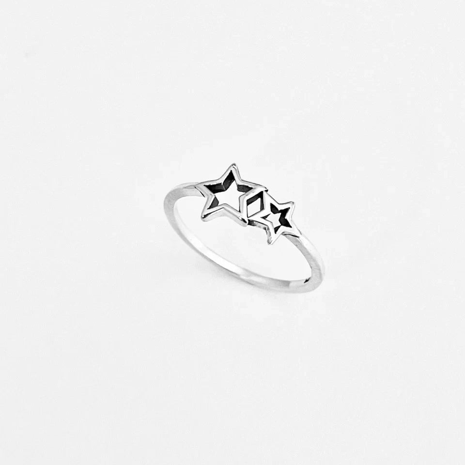 Sterling Silver Small Open Stars Ring, Celestial, Silver Rings, Shooting Star