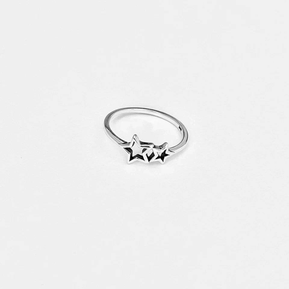 Sterling Silver Small Open Stars Ring, Celestial, Silver Rings, Shooting Star