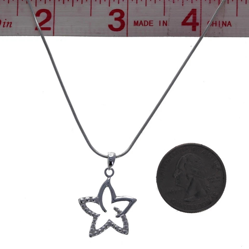 Star Necklace, Sterling Silver, Necklace, Star Pendant, Snake Chain, 925 Sterlin