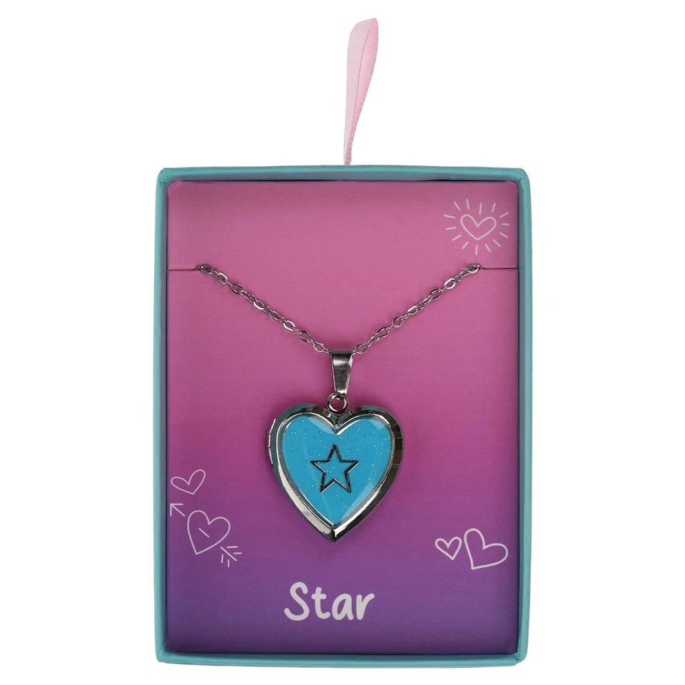 Personalised Glow Up Locket Necklace Kids Heart Shaped Pendant Glow Dark Name