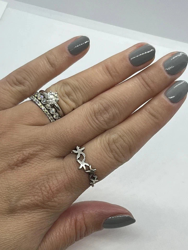 Sterling silver starfish sea star ring size 7.5