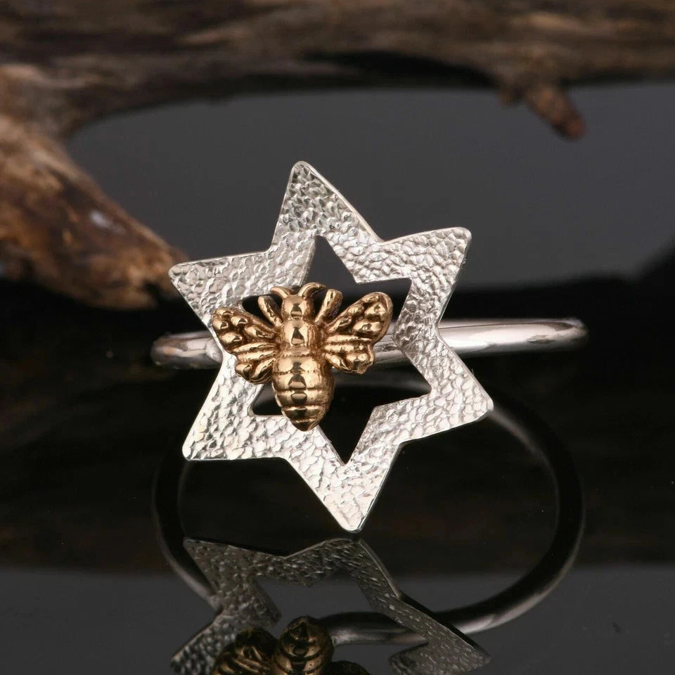 Star And Bee Design Ring 925 Sterling Silver Without Gemstone Bee Shape Ring