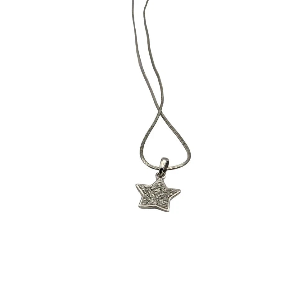 Sterling Silver Star Pendant Necklace With Snake Chain