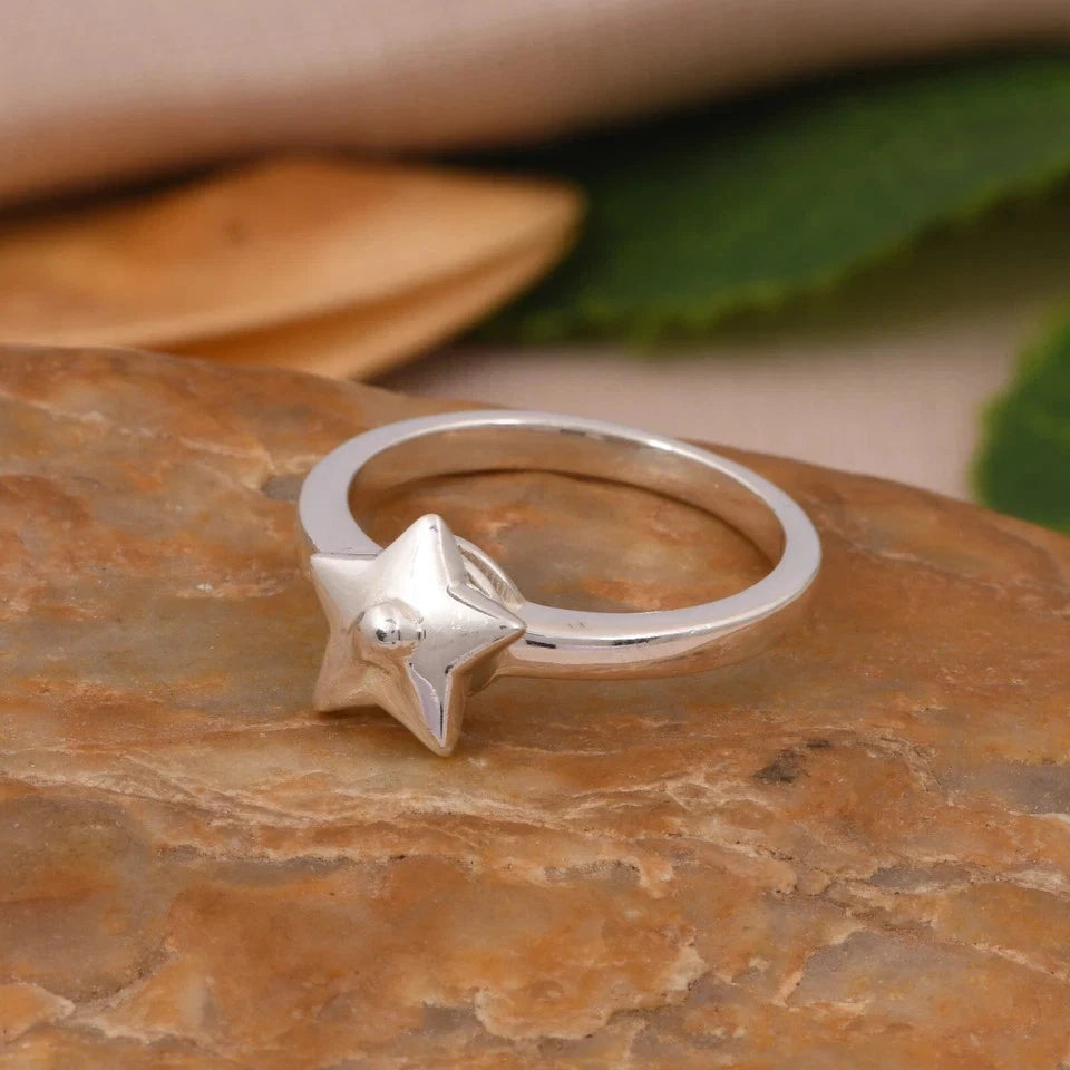 Spinning Star Design Stackable Ring Sterling Silver Promise Ring Gift For Her