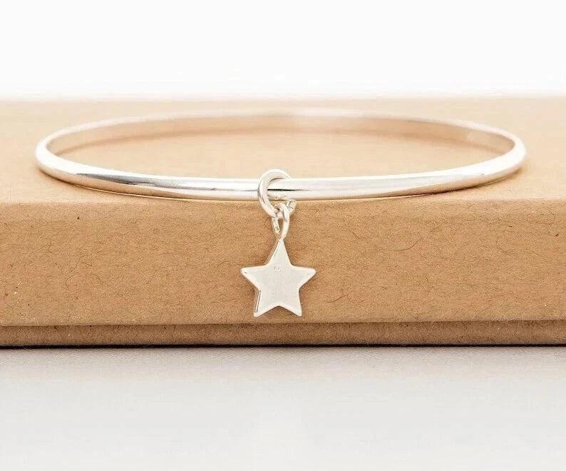 Star bangle Sterling silver bangle Star Jewelry Friend Gift Women Bangle