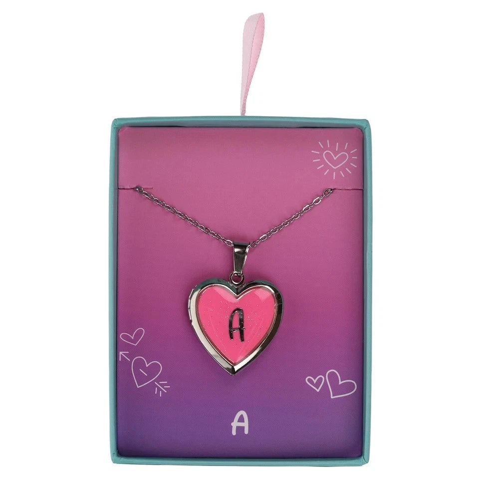 Personalised Glow Up Locket Necklace Kids Heart Shaped Pendant Glow Dark Name
