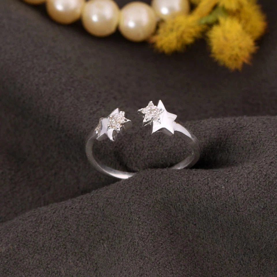Delicate Star Stackable Ring in 925 Silver With CZ Zircon Engagement Ring Gift