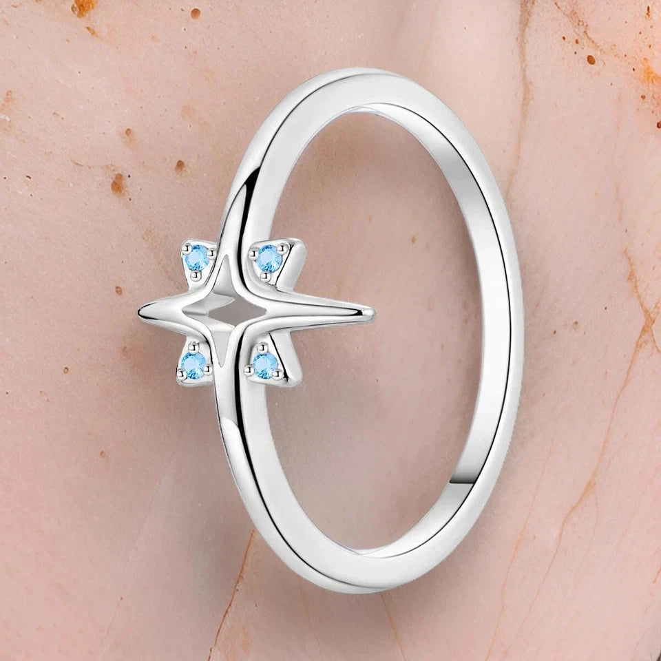 Crystal Star Ring 925 Sterling Silver Ring