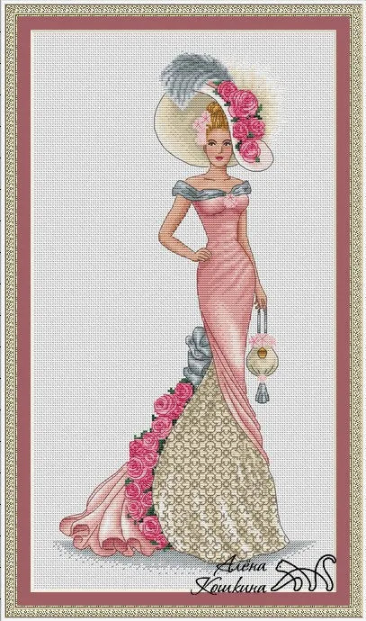Lady with a handbag - PDF Cross Stitch Pattern