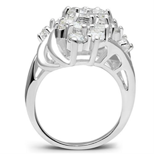 SS016 - Silver 925 Sterling Silver Ring with AAA Grade CZ  in Clear-2