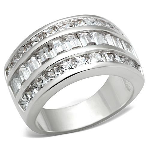 SS022 - Silver 925 Sterling Silver Ring with AAA Grade CZ  in Clear-0