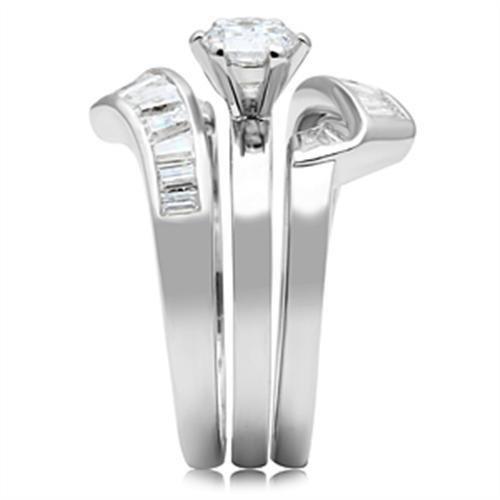 SS025 - Silver 925 Sterling Silver Ring with AAA Grade CZ  in Clear-3