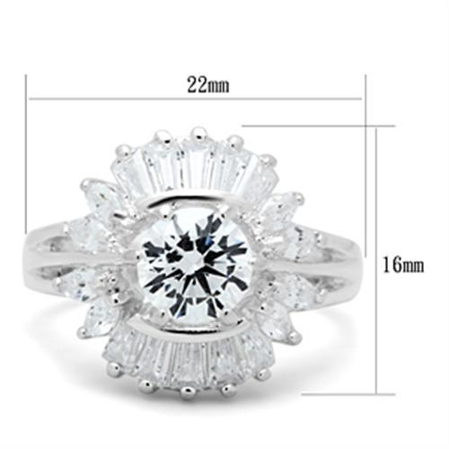 SS039 - Silver 925 Sterling Silver Ring with AAA Grade CZ  in Clear-1