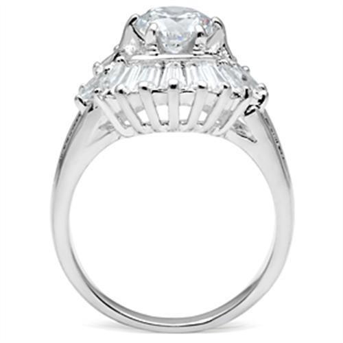 SS039 - Silver 925 Sterling Silver Ring with AAA Grade CZ  in Clear-2
