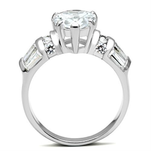 SS049 - Silver 925 Sterling Silver Ring with AAA Grade CZ  in Clear